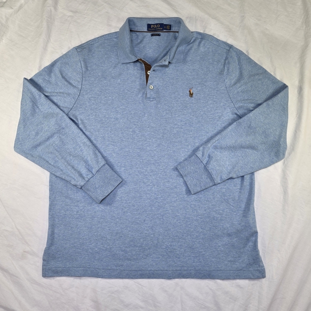 Polo by Ralph Lauren Classic Fit Flesh Pony Soft Long Sleeve Polo Shirt. L